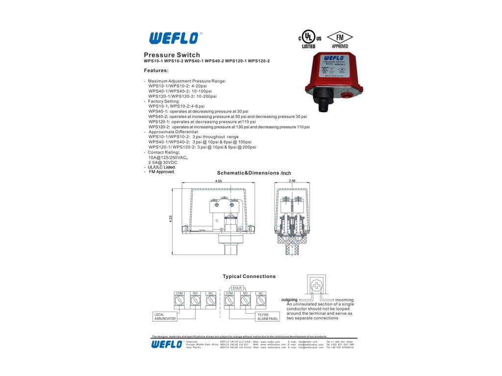 Weflo pressure switch WPS120-1