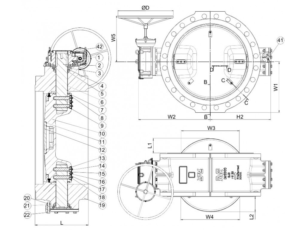 AVK Butterfly Valves , Double Eccentric , PN25