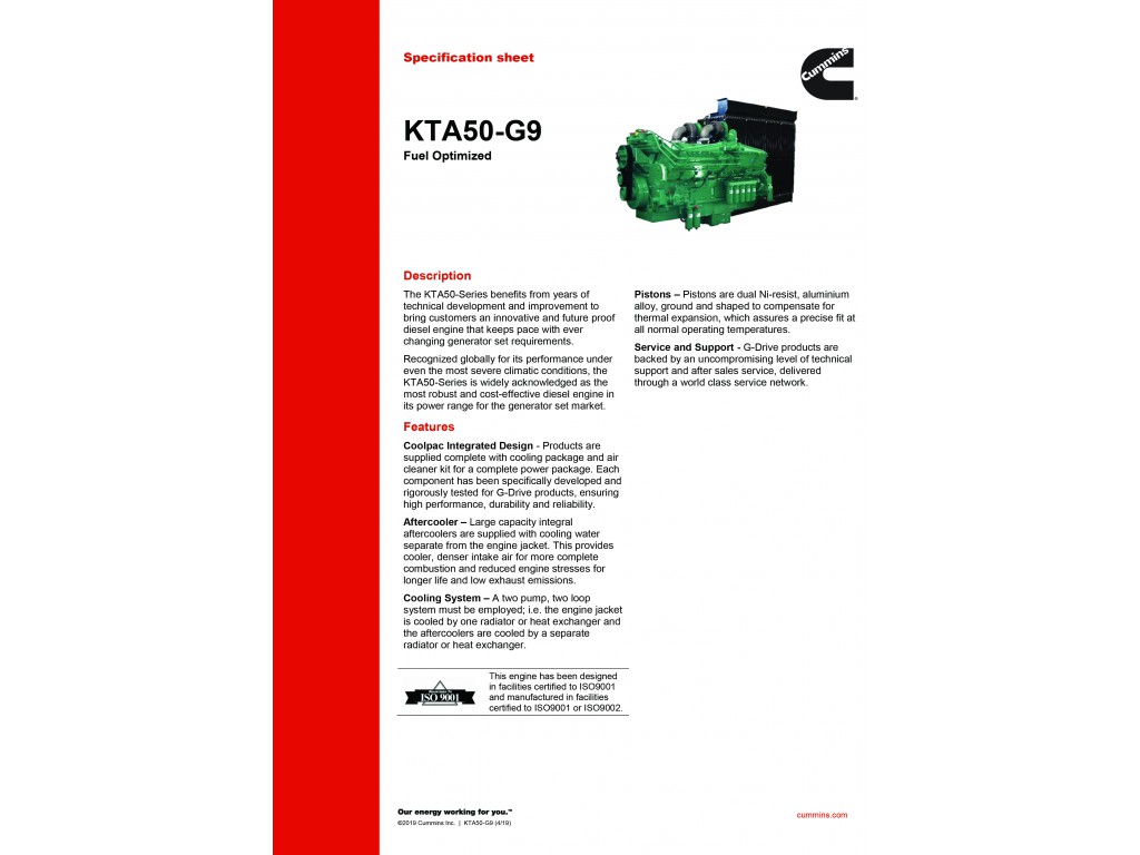 KTA50-G9 เครื่องกำเนิดไฟฟ้าดีเซล